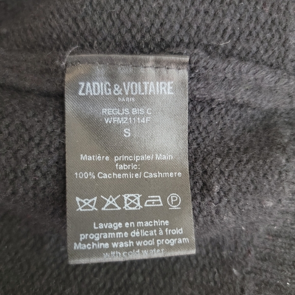 Zadig and voltaire Sz S Reglis Bis Rock & Roll Cashmere Sweater Black - Picture 9 of 11